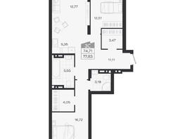 Продается 3-комнатная квартира ЖК Ясный берег, дом 19, бс 2-5, 77.83  м&sup2;, 13090000 рублей