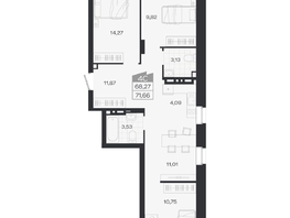 Продается 4-комнатная квартира ЖК Ясный берег, дом 19, бс 2-5, 71.66  м&sup2;, 12184000 рублей