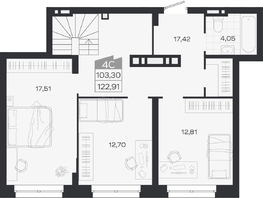 Продается 4-комнатная квартира ЖК Ясный берег, дом 19, бс 2-5, 122.91  м&sup2;, 17817000 рублей