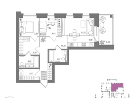 Продается 2-комнатная квартира ЖК Спектр, дом 10, 78.92  м&sup2;, 13162000 рублей