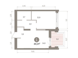 Продается 1-комнатная квартира ЖК Европейский берег, дом 32, 44.12  м&sup2;, 10260000 рублей