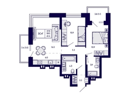 Продается 3-комнатная квартира ЖК Грибоедовский сад, 61.6  м&sup2;, 12100000 рублей