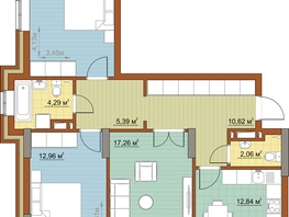 3-комнатная квартира, 79.34 м², 13-14/22 этаж