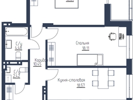 2-комнатная квартира, 72.84 м², 2/11 этаж
