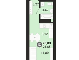 Продается Студия Державина, 50, 25.03 м², 3900000 рублей