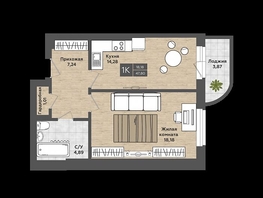 Продается 1-комнатная квартира СОСНЫ, б/с 1,2, 47.8 м², 4200000 рублей