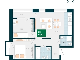 Продается 3-комнатная квартира Akadem Klubb, дом 2, 62.66 м², 5800000 рублей