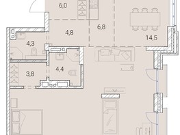 Продается 1-комнатная квартира ЖК Тайм Сквер, 96.9  м², 19864500 рублей
