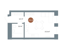 Продается Студия ЖК 19/56 Кварталы Телецентра, сек 1, 24.8  м², 5140000 рублей