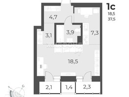 Продается 1-комнатная квартира ЖК Нормандия-Неман, дом 2, 37.5  м², 6600000 рублей