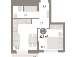 Продается 1-комнатная квартира ЖК Пшеница, дом 3, 37.48  м², 6010000 рублей
