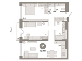 Продается 2-комнатная квартира ЖК Авиатор, дом 2, 79.94  м², 10890000 рублей