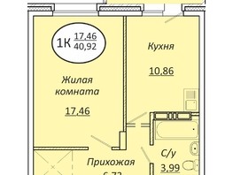 Продается 1-комнатная квартира ЖК Пролетарский, 40.92  м², 5278680 рублей