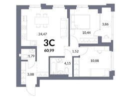 Продается 3-комнатная квартира ЖК Горская Лагуна, корпус 2, 59.06  м², 12000000 рублей