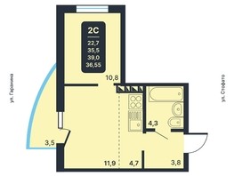 Продается 2-комнатная квартира ЖК Никольский парк, дом 5, 36.55  м², 6800000 рублей