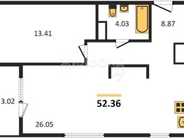 Продается 1-комнатная квартира ЖК Akadem Klubb, дом 3, 52.36  м², 7400000 рублей