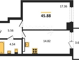 Продается 1-комнатная квартира ЖК Расцветай на Зорге, дом 1 , 45.88  м², 5488000 рублей