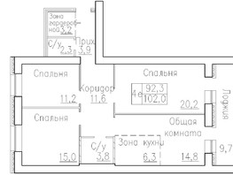 Продается 4-комнатная квартира ЖК Кольца, дом 11, 102  м², 12000000 рублей