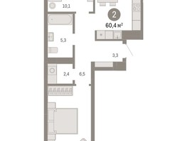 Продается 1-комнатная квартира ЖК На Декабристов, дом 6-2, 61.67  м², 12240000 рублей