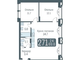 Продается 3-комнатная квартира ЖК Кварталы Немировича, 69.6  м², 10700000 рублей