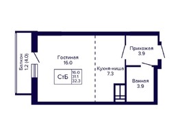 Продается Студия ЖК Новые Матрешки, дом 2 б/с 1,2, 32.3  м², 3278450 рублей