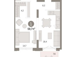 Продается 1-комнатная квартира ЖК Европейский берег, дом 44, 59.7  м², 10310000 рублей