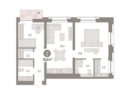 Продается 2-комнатная квартира ЖК Европейский берег, дом 44, 70.6  м², 10520000 рублей