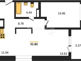 Продается 1-комнатная квартира ЖК Akadem Klubb, дом 4, 51.7  м², 8300000 рублей