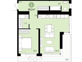 Продается 1-комнатная квартира ЖК Авиатор, дом 1-2, 69.04  м², 10560000 рублей