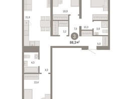 Продается 3-комнатная квартира ЖК Европейский берег, дом 48, 86.29  м², 11670000 рублей