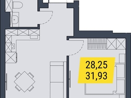 Продается 1-комнатная квартира АК Land Lord (Ленд Лорд), 31.93  м², 7024600 рублей