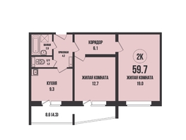 Продается 2-комнатная квартира ЖК Династия, дом 903, 59.7  м², 6520000 рублей