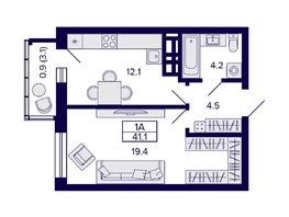 Продается 1-комнатная квартира ЖК Grando (Грандо), 41.1  м², 8150000 рублей