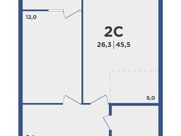 Продается 2-комнатная квартира ЖК Поколение, дом 2, 45.5  м², 5051000 рублей