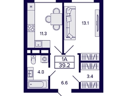 Продается 1-комнатная квартира ЖК Citatum (Цитатум), 39.2  м², 7150000 рублей