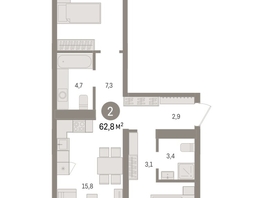 Продается 2-комнатная квартира ЖК Авиатор, дом 3, 62.8  м², 10090000 рублей