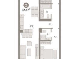 Продается 2-комнатная квартира ЖК Европейский берег, дом 49, 106.55  м², 17930000 рублей