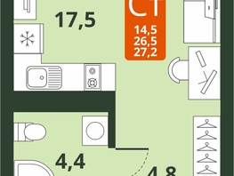 Продается Студия ЖК Тайгинский парк, дом 4, 27.2  м², 4320000 рублей