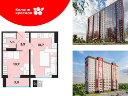 Продается 2-комнатная квартира ЖК Калина Красная, дом 1, 39.8  м², 4450000 рублей