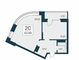 Продается 2-комнатная квартира ЖК Сакура парк, дом 2, 63.99  м², 10750000 рублей