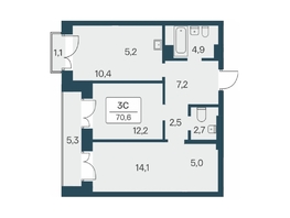 Продается 3-комнатная квартира ЖК Расцветай на Красном, дом 5, 70.6  м², 12250000 рублей