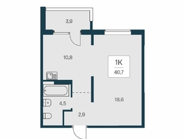 Продается 1-комнатная квартира ЖК Квартал на Игарской, дом 3 пан с1, 40.7  м², 4900000 рублей