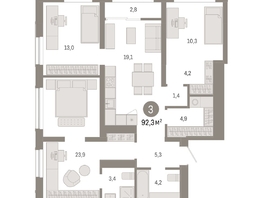 Продается 3-комнатная квартира ЖК Европейский берег, дом 49, 92.34  м², 15280000 рублей