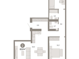 Продается 2-комнатная квартира ЖК Европейский берег, дом 49, 83.01  м², 15710000 рублей