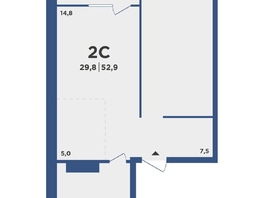 Продается 2-комнатная квартира ЖК Поколение, дом 2, 52.9  м², 5517000 рублей