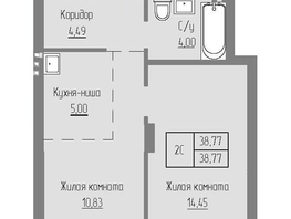 Продается 2-комнатная квартира ЖК Базилик, дом 2, 38.77  м², 5535000 рублей