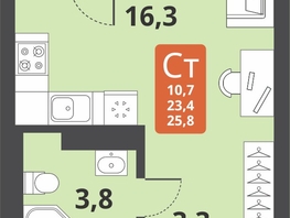 Продается Студия ЖК Тайгинский парк, дом 3, 25.8  м², 4670000 рублей