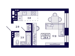 Продается Студия ЖК Сподвижники, 28.4  м², 4400000 рублей