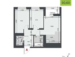 Продается 3-комнатная квартира ЖК ДНК, 50.6  м², 6910400 рублей