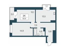 Продается 2-комнатная квартира ЖК Расцветай на Красном, дом 5, 62.8  м², 10850000 рублей